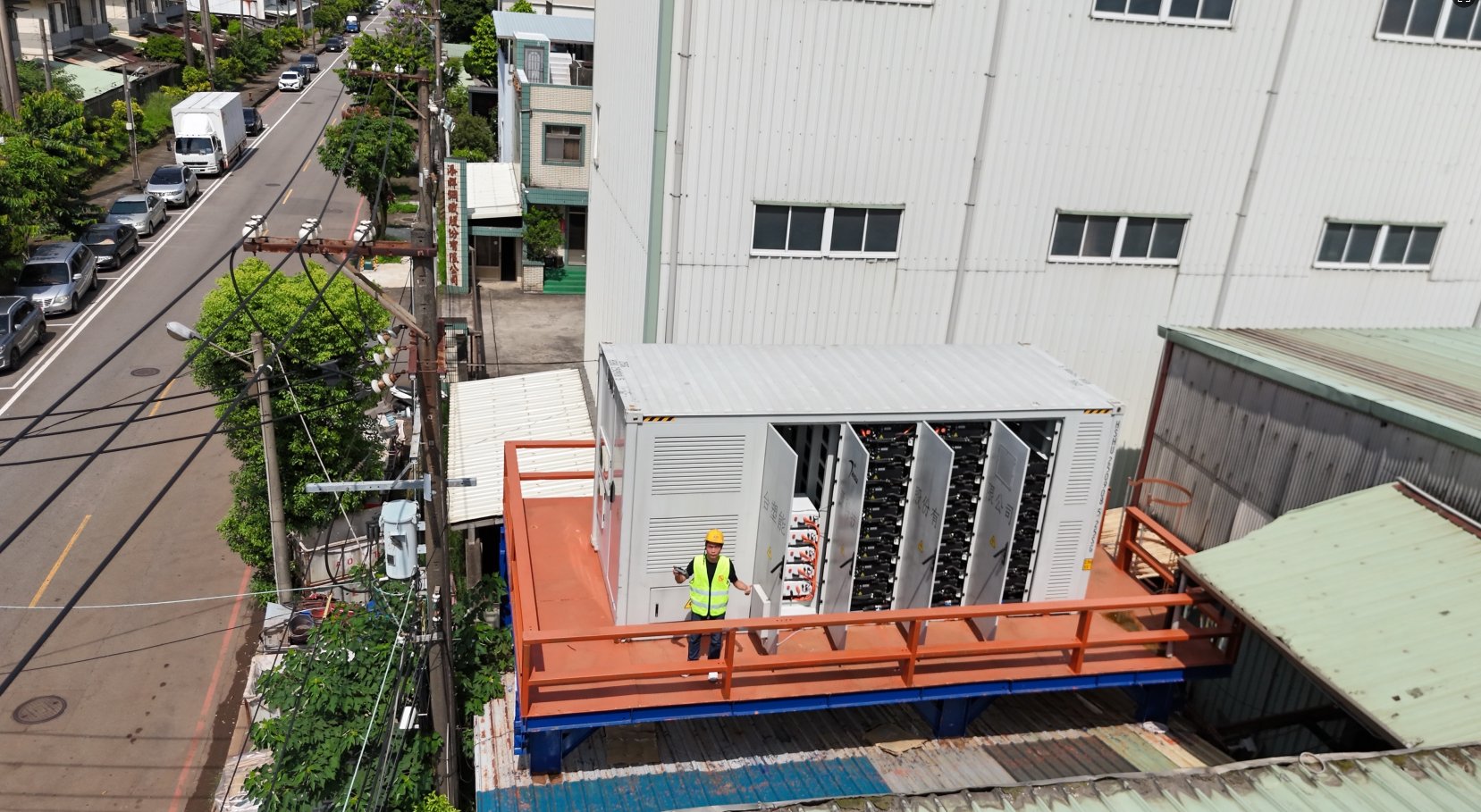 حل 2610KWH-1250KW منظر جوي لحاوية BESS 2610kWh-1250kW